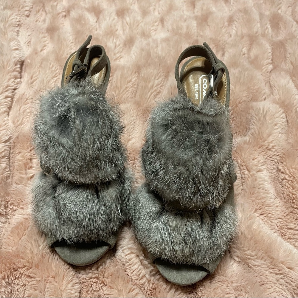 Coach Charcoal Faux Fur high heels